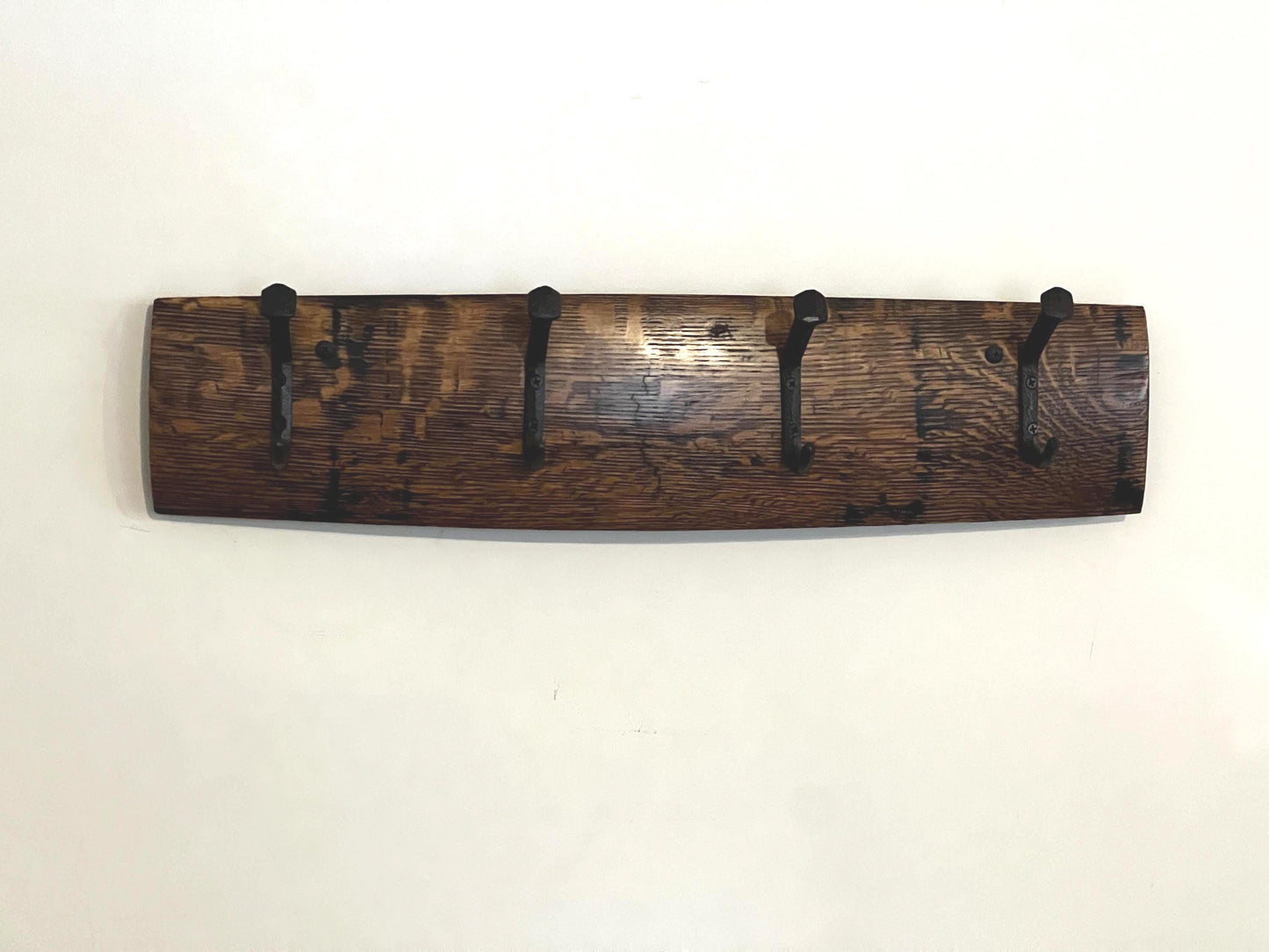 Bourbon Barrel Stave Coat Rack, Stained, 24in