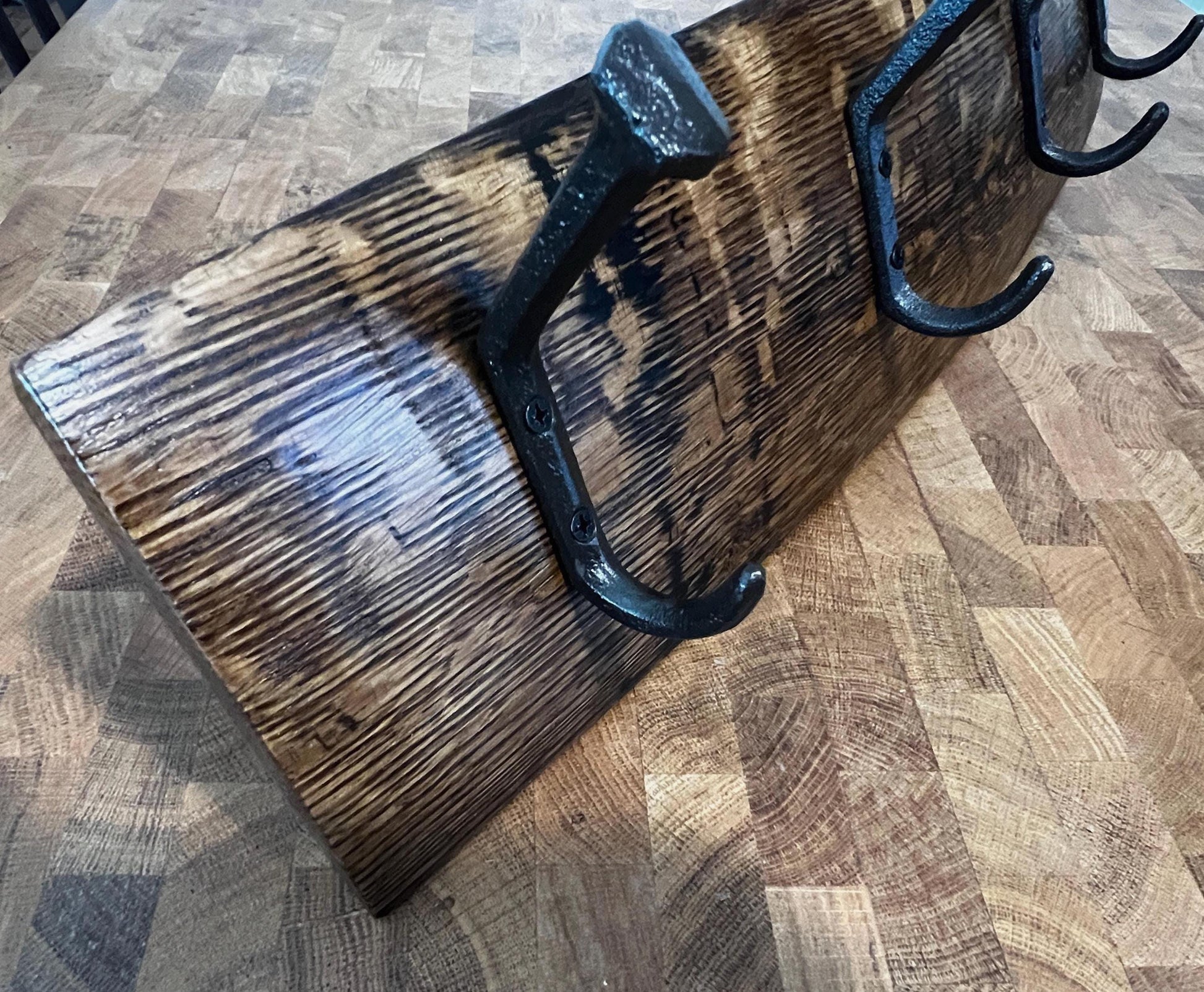 Bourbon Barrel Stave Coat Rack, Stained, 24in