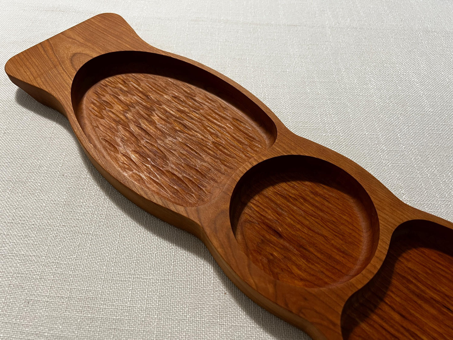 Handcrafted Cherry Wood Cheese & Pepperoni Tray • Charcuterie Board with Compartments • Hardwood Snack Platter • Handmade Serving Tray