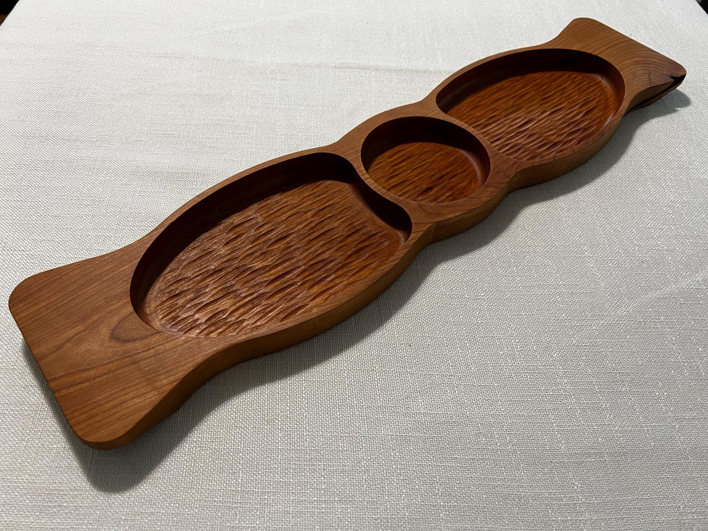 Handcrafted Cherry Wood Cheese & Pepperoni Tray • Charcuterie Board with Compartments • Hardwood Snack Platter • Handmade Serving Tray